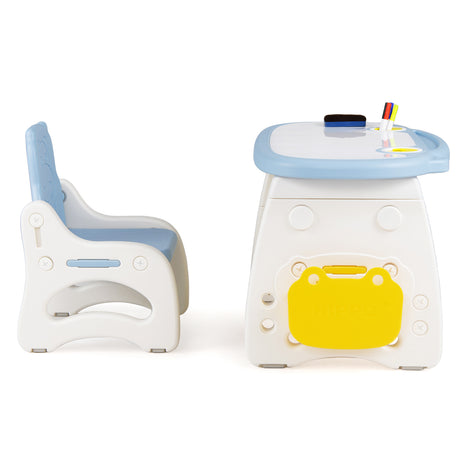 Height Adjustable Children Activity Table w/Graffiti Desktop, Storage, Markers & Eraser, Toddler Furniture Set