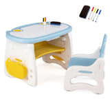 Height Adjustable Children Activity Table w/Graffiti Desktop, Storage, Markers & Eraser, Toddler Furniture Set