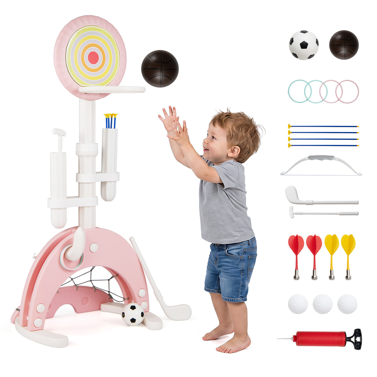 6-in-1 Toddler Basketball Hoop with 8 Adjustable Height