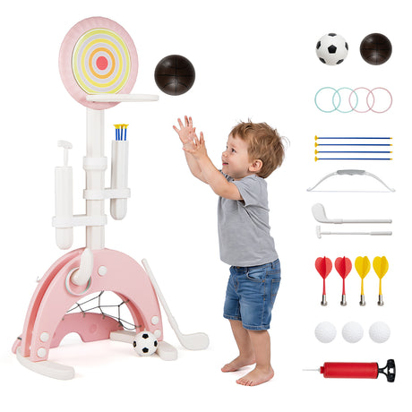6-in-1 Toddler Basketball Hoop with 8 Adjustable Height