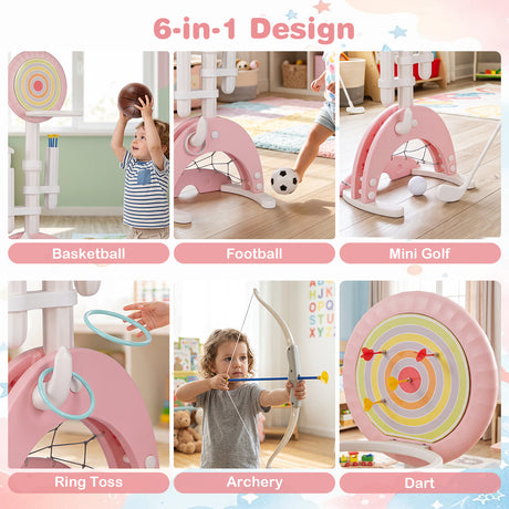 6-in-1 Toddler Basketball Hoop with 8 Adjustable Height