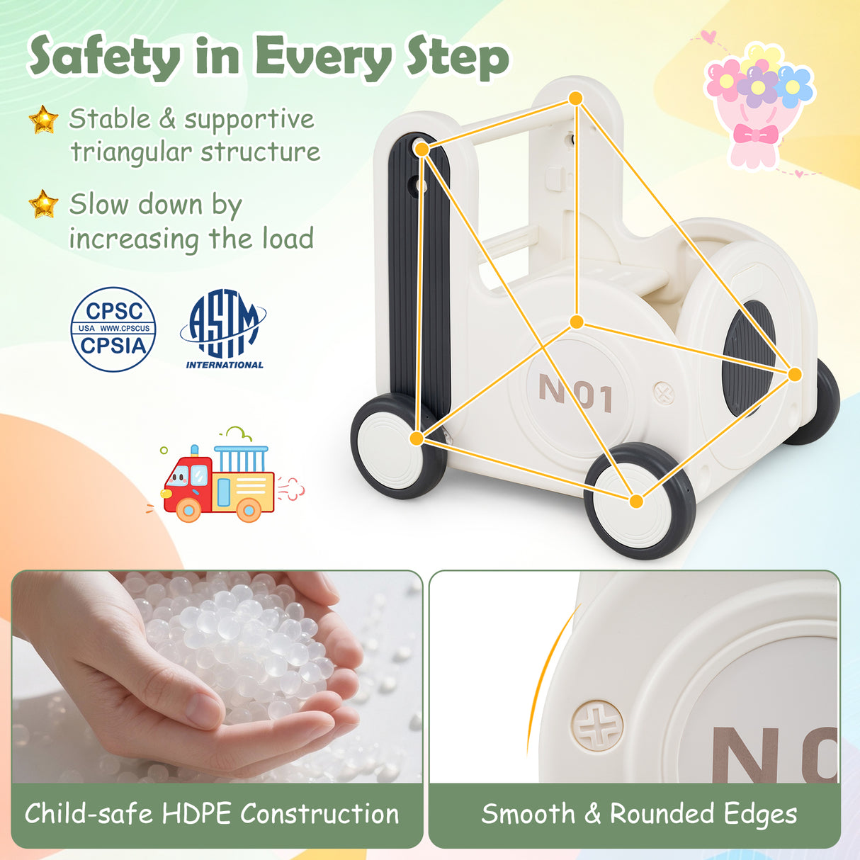 4-in-1 Push & Pull Wagon with 2-Level Adjustable Handle