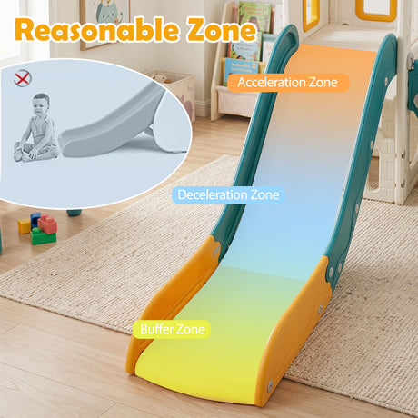 6-in-1 Toddler Slide Set with Climber Basketball Hoop and Telescope for Kids