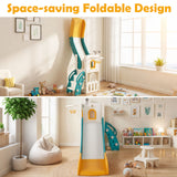 6-in-1 Toddler Slide Set with Climber Basketball Hoop and Telescope for Kids