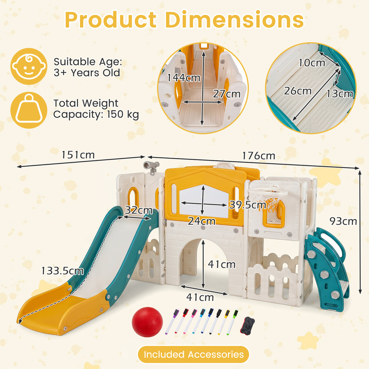 9 in 1 Toddler Slide Set, Kids Climber & Slide Playset for Boys & Girls Aged 3+ Years Old