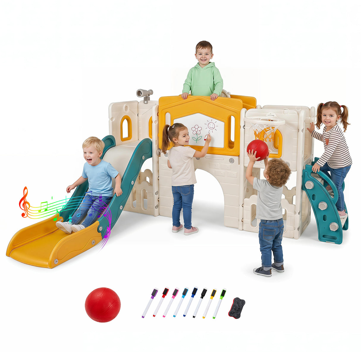 9 in 1 Toddler Slide Set, Kids Climber & Slide Playset for Boys & Girls Aged 3+ Years Old