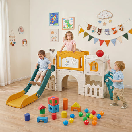 9 in 1 Toddler Slide Set, Kids Climber & Slide Playset for Boys & Girls Aged 3+ Years Old