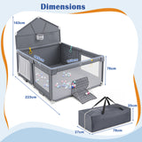 Foldable Baby Playpen, Large Play Yard Activity Center w/Basketball Hoop, Soccer Goal, Pull Rings & Ocean Balls for Infants