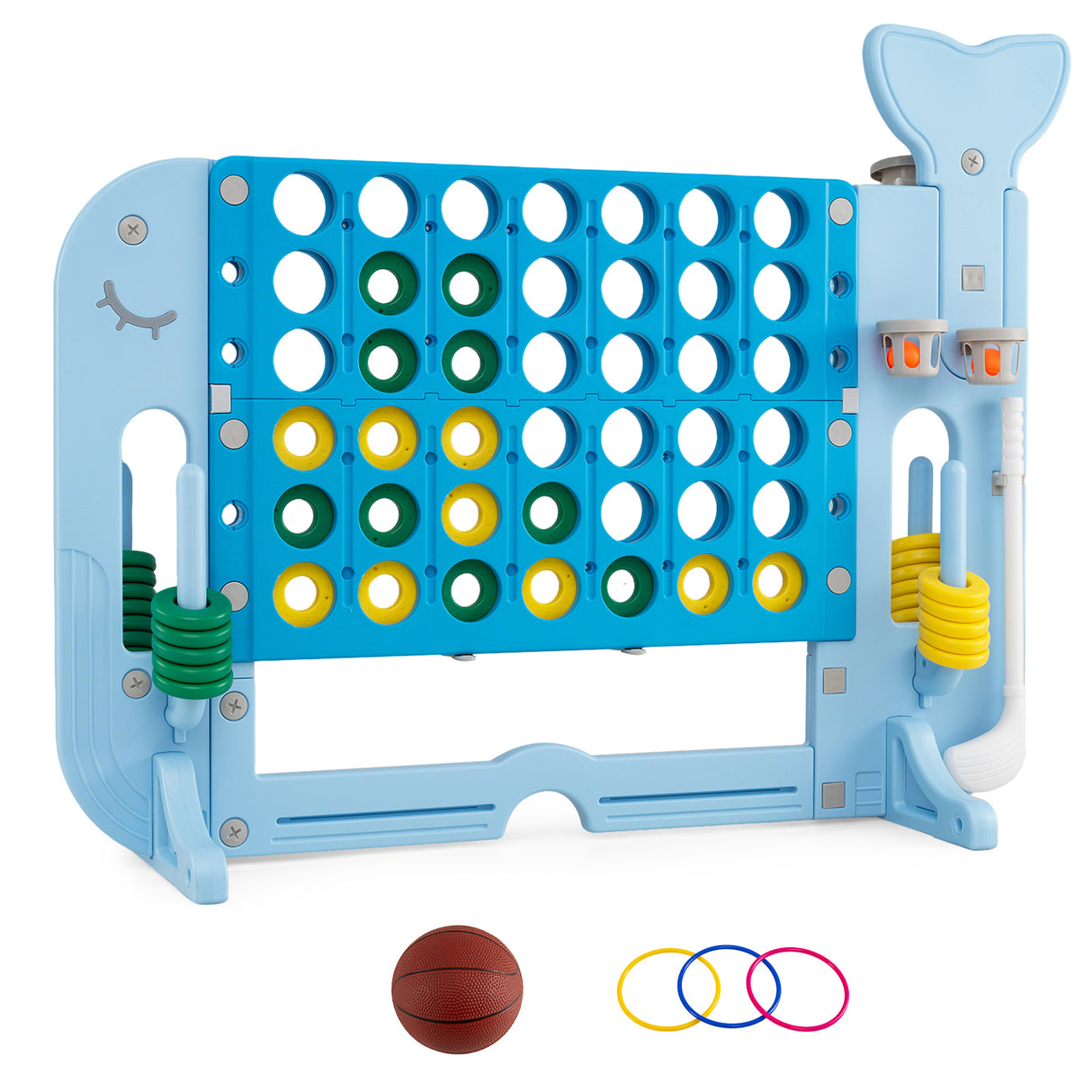 Jumbo 4-to-Score Giant Game Set with 2 Cups Holders for Indoor & Outdoor Holiday Parties
