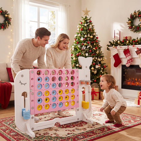 Jumbo 4-to-Score Giant Game Set with 2 Cups Holders for Indoor & Outdoor Holiday Parties