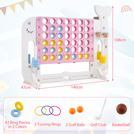 Jumbo 4-to-Score Giant Game Set with 2 Cups Holders for Indoor & Outdoor Holiday Parties