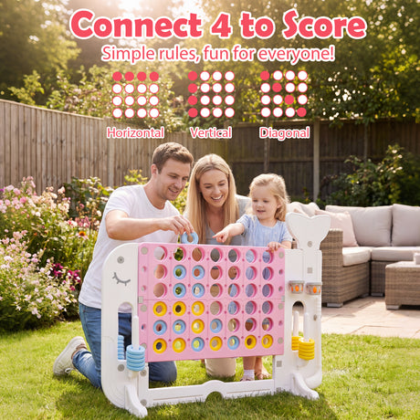 Jumbo 4-to-Score Giant Game Set with 2 Cups Holders for Indoor & Outdoor Holiday Parties