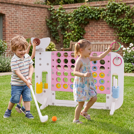Jumbo 4-to-Score Giant Game Set with 2 Cups Holders for Indoor & Outdoor Holiday Parties