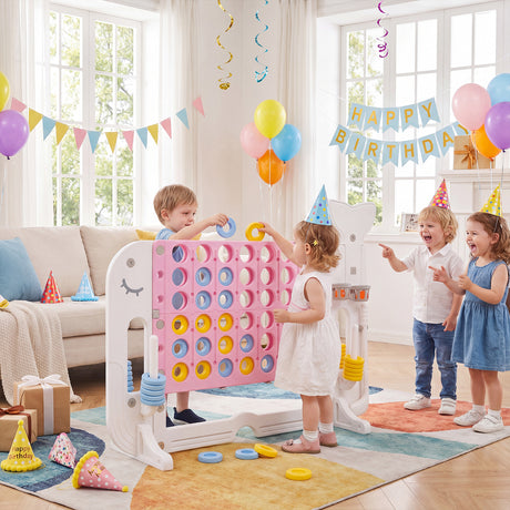 Jumbo 4-to-Score Giant Game Set with 2 Cups Holders for Indoor & Outdoor Holiday Parties