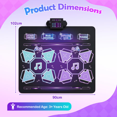 Dance Mat for Kids, Electronic Dancing Challenge Playmat with 4 Modes