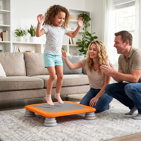 Mini Trampoline for Kids, 65 cm Trampoline Bouncing Board with 4 Removable & Non-Slip Foot Pads