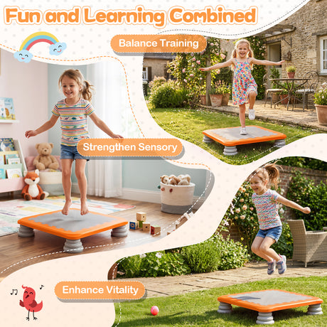 Mini Trampoline for Kids, 65 cm Trampoline Bouncing Board with 4 Removable & Non-Slip Foot Pads