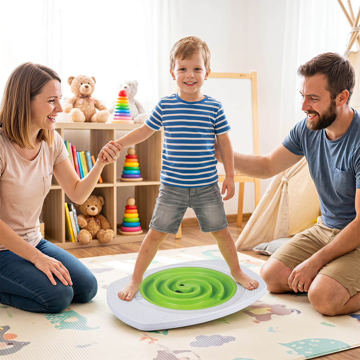 Balance Board for Kids with 3 Maze Discs & 2 Balls 2-in-1 Wobble Board for Sensory Training