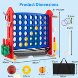 4-in-1 Jumbo Yard Game Set w/ Basketball Hoop, Ring Toss, Golf, Indoor Outdoor Family Party Games for Kids & Adults