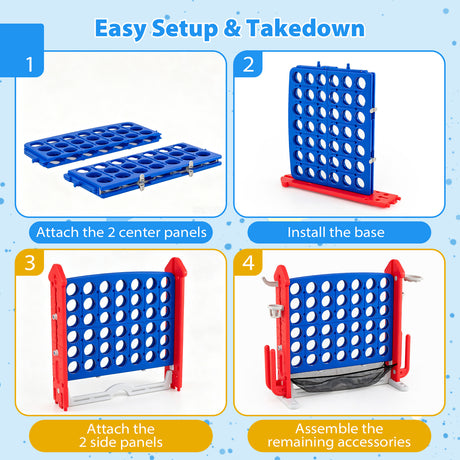 4-in-1 Jumbo Yard Game Set w/ Basketball Hoop, Ring Toss, Golf, Indoor Outdoor Family Party Games for Kids & Adults