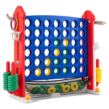 4-in-1 Jumbo Yard Game Set w/ Basketball Hoop, Ring Toss, Golf, Indoor Outdoor Family Party Games for Kids & Adults