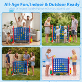 4-in-1 Jumbo Yard Game Set w/ Basketball Hoop, Ring Toss, Golf, Indoor Outdoor Family Party Games for Kids & Adults