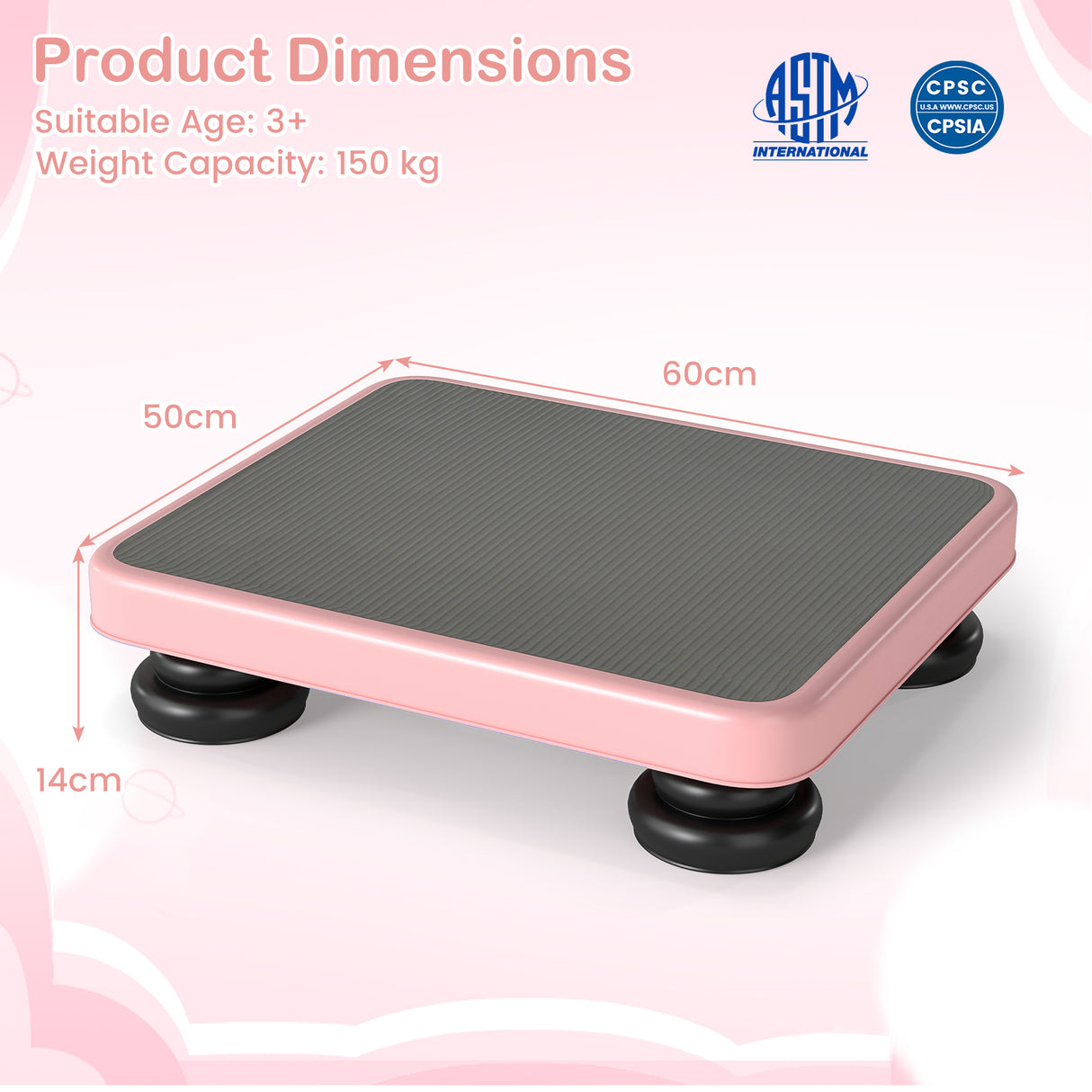 Kids Rebounder Bouncing Board, 60 x 50 cm Mini Trampoline with Elastic Rope, Sensory Bounce Board