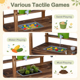 Wooden Kids Mud Kitchen with Canopy and 8 Accessories 2-Sided Chalkboard for Boys Girls