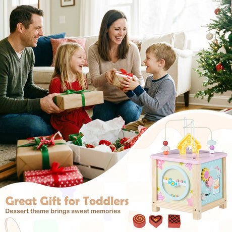 Wooden Activity Cube Montessori Sensory Toys for 18+ Months Toddlers