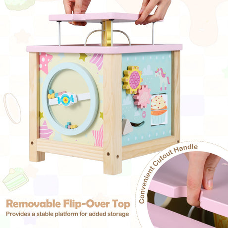 Wooden Activity Cube Montessori Sensory Toys for 18+ Months Toddlers