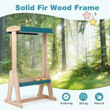 Wooden Fir Frame Easel for Kids with Transparent Board and Storage Trays