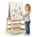 2-in-1 Easel for Kids Wooden Art Easel with Magnetic Whiteboard and Marble Run