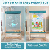 Wooden Fir Frame Easel for Kids with Transparent Board and Storage Trays