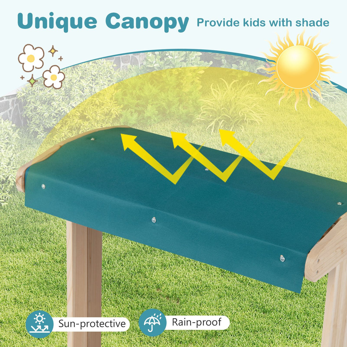 Wooden Fir Frame Easel for Kids with Transparent Board and Storage Trays