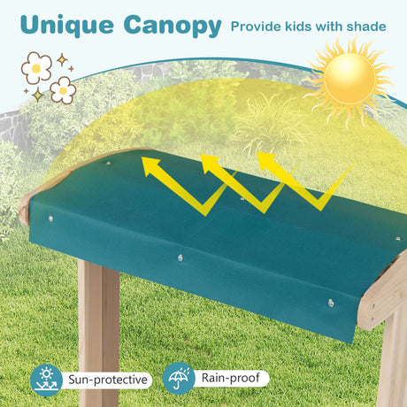 Wooden Fir Frame Easel for Kids with Transparent Board and Storage Trays