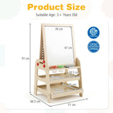 2-in-1 Easel for Kids Wooden Art Easel with Magnetic Whiteboard and Marble Run