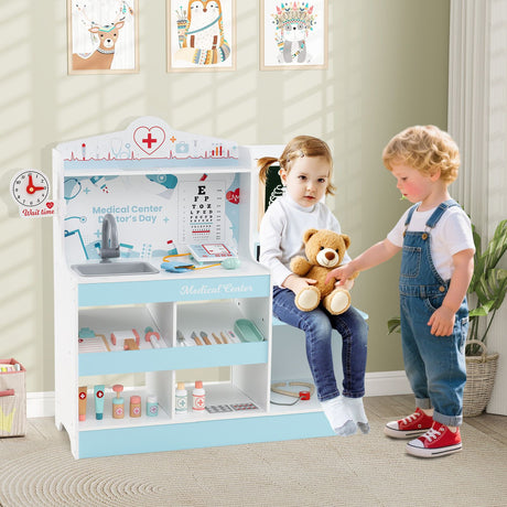 Wooden Doctor Play Set with 24 Pieces Toy Accessories for Kids