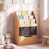 Wooden Kids Bookshelf and Toy Storage Toddler Book Rack with Movable Storage Drawer