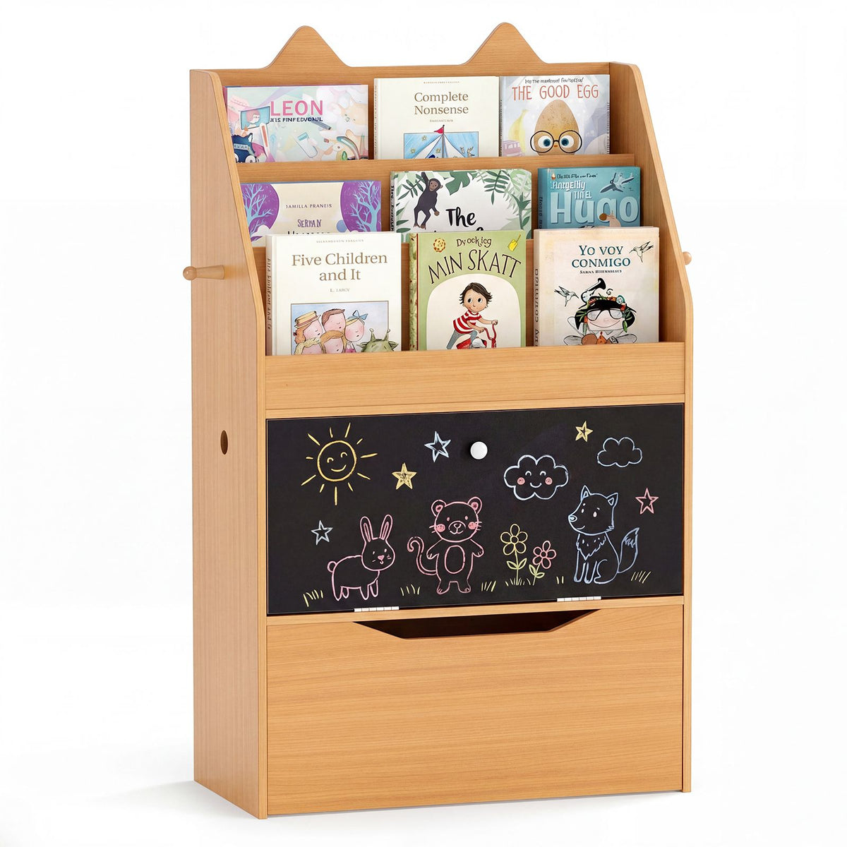 Wooden Kids Bookshelf and Toy Storage Toddler Book Rack with Movable S ...