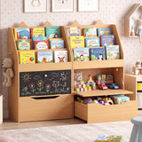 Wooden Kids Bookshelf and Toy Storage Toddler Book Rack with Movable Storage Drawer