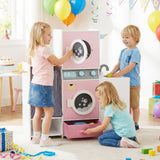 Wooden Kids Laundry Playset with Laundry Detergent Bottle