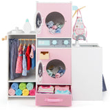 Wooden Kids Laundry Playset with Laundry Detergent Bottle