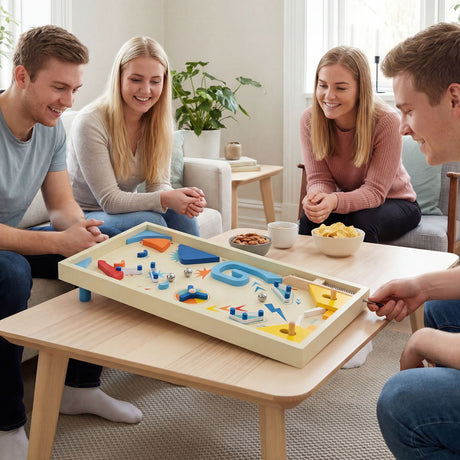 Wooden Pinball Machine with 3 Balls for Kids 6+ and Adults