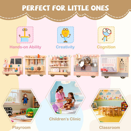 Wooden Sensory Wall Panel with Vanity for Kids