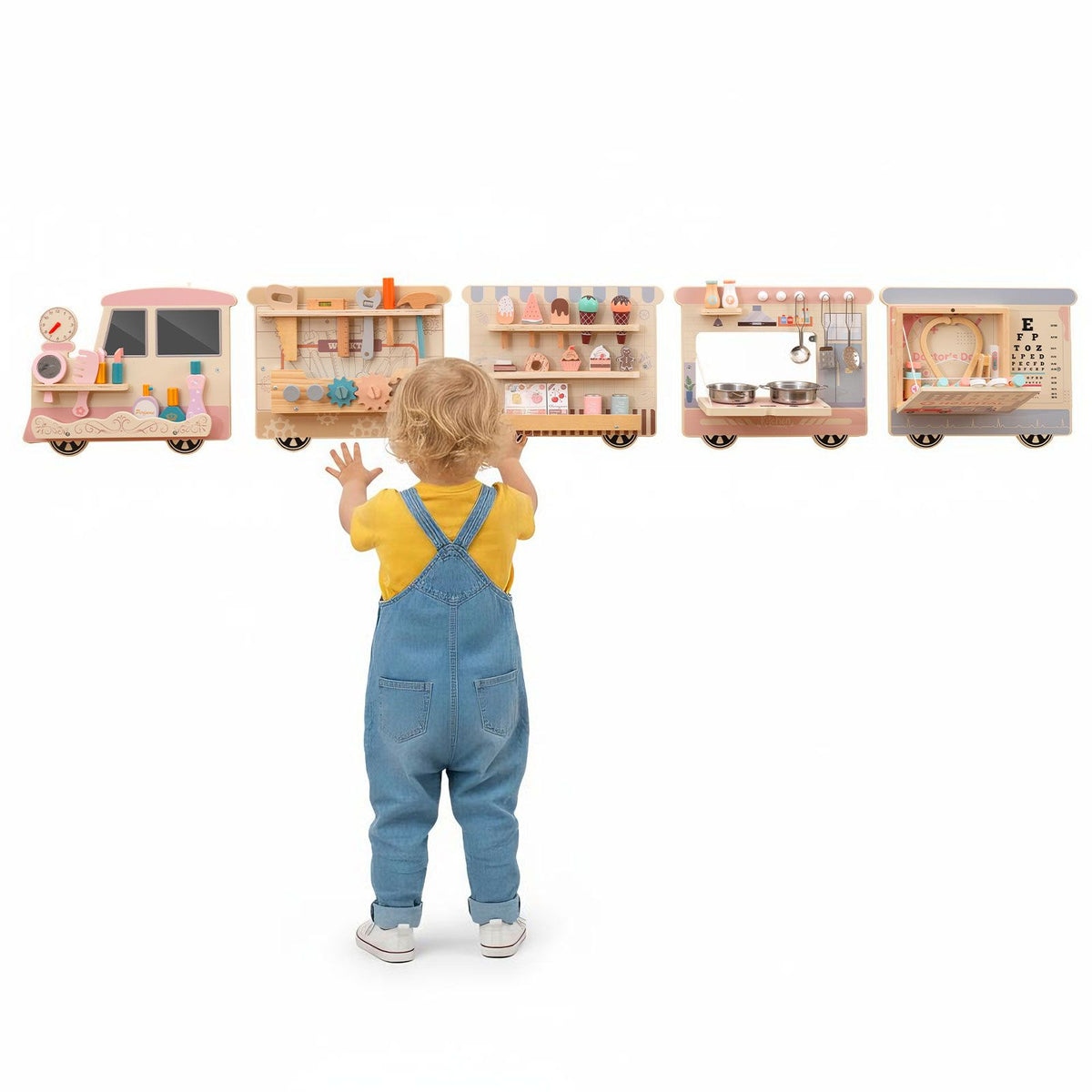 Wooden Sensory Wall Panel with Vanity for Kids – Babyjoy