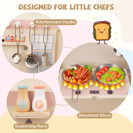 Wooden Sensory Wall Panel with Vanity for Kids