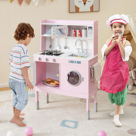 Wooden Toddler Kitchen Playset with Cookware Accessories for Kids
