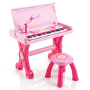 49 Keys Kids Electric Piano Keyboard Toy w/ Stool & Microphone, Educational Toddler Keyboard Set