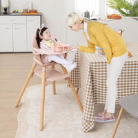 BABY JOY 6-in-1 Convertible Wooden High Chair Baby Highchair up to 6 Years Old