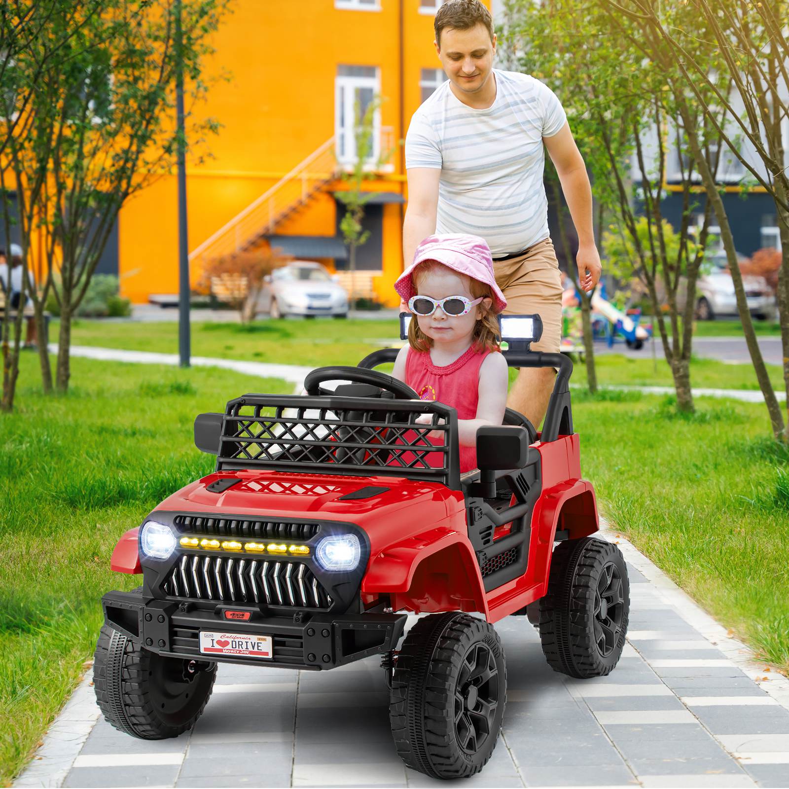 12V Kids Ride on Car Jeep, Dual Motor Toddler Electric